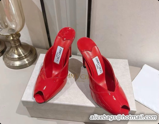 Stylish Jimmy Choo Brigitte Mule 100 in Red Patent Leather 10cm Heel 6091211 2026