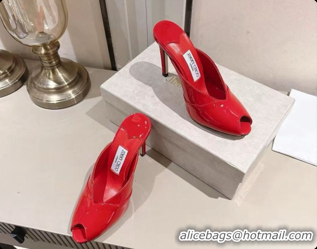 Stylish Jimmy Choo Brigitte Mule 100 in Red Patent Leather 10cm Heel 6091211 2026
