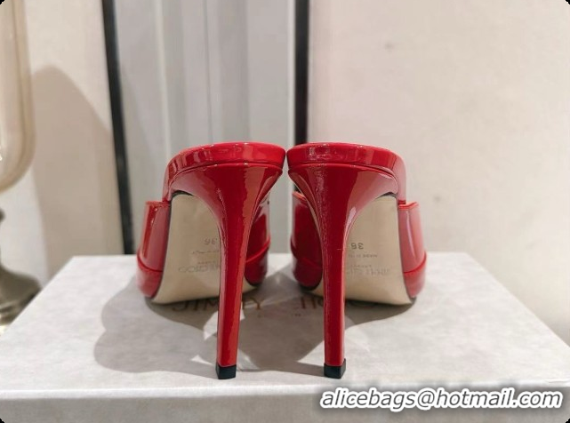 Stylish Jimmy Choo Brigitte Mule 100 in Red Patent Leather 10cm Heel 6091211 2026