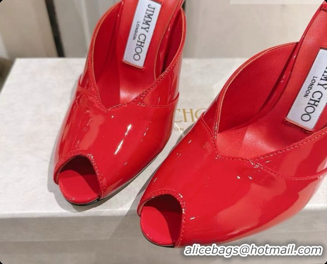 Stylish Jimmy Choo Brigitte Mule 100 in Red Patent Leather 10cm Heel 6091211 2026