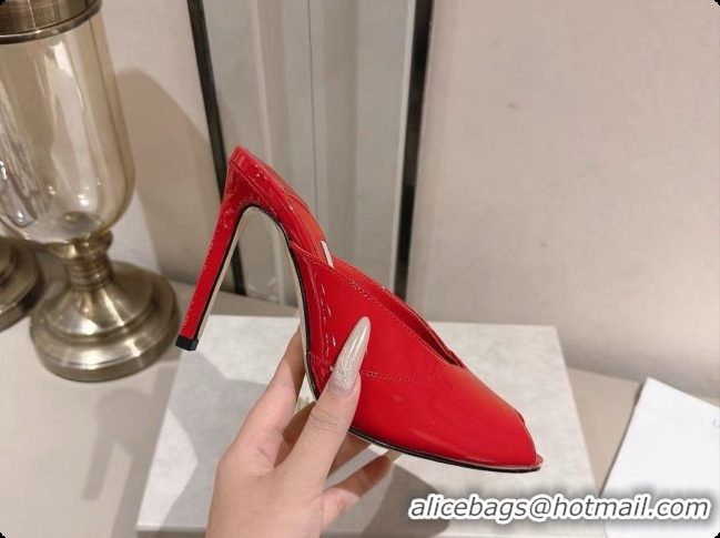 Stylish Jimmy Choo Brigitte Mule 100 in Red Patent Leather 10cm Heel 6091211 2026