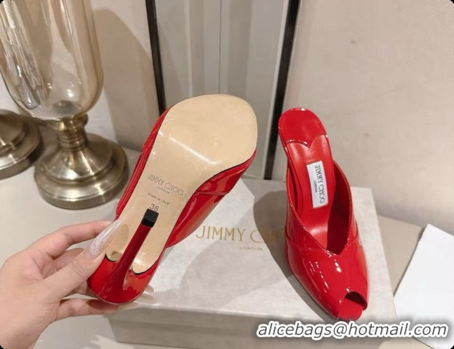 Stylish Jimmy Choo Brigitte Mule 100 in Red Patent Leather 10cm Heel 6091211 2026