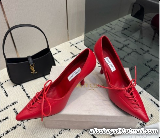 Grade Jimmy Choo Scarlett 95 Pumps in Black Lambskin J091212 Red 2026