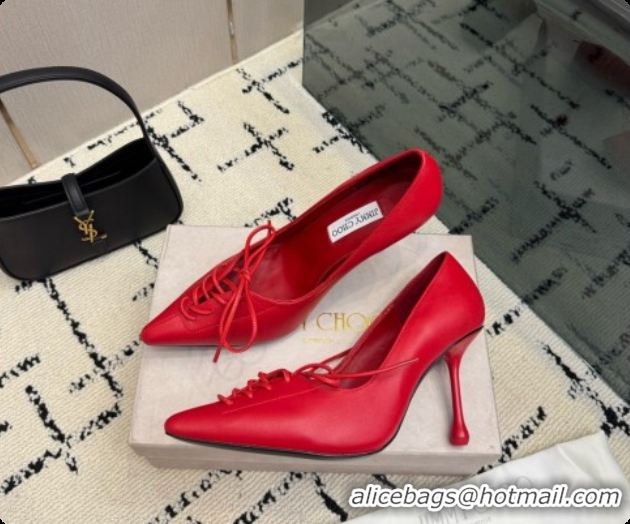 Grade Jimmy Choo Scarlett 95 Pumps in Black Lambskin J091212 Red 2026