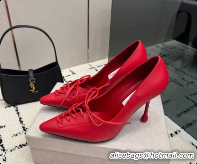 Grade Jimmy Choo Scarlett 95 Pumps in Black Lambskin J091212 Red 2026