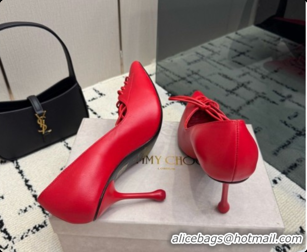 Grade Jimmy Choo Scarlett 95 Pumps in Black Lambskin J091212 Red 2026
