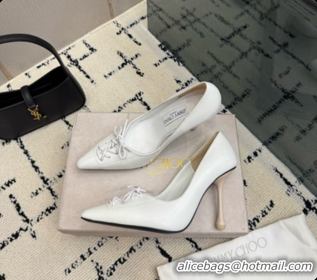 Original Cheap Jimmy Choo Scarlett 95 Pumps in Black Lambskin J091213 White 2026 