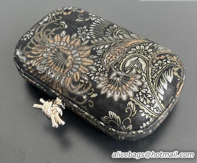 Top Design Bottega Veneta Classic Knot Clutch in Jacquard Velvet BV040165 Gold/Silver/Black 2026