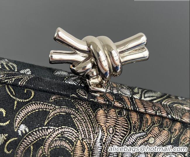Top Design Bottega Veneta Classic Knot Clutch in Jacquard Velvet BV040165 Gold/Silver/Black 2026