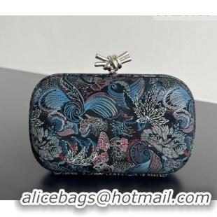 Best Price Bottega Veneta Classic Knot Clutch in Jacquard Velvet BV040162 Blue/Red/Black 2026