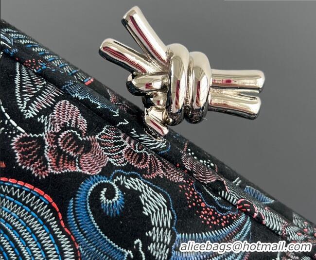Best Price Bottega Veneta Classic Knot Clutch in Jacquard Velvet BV040162 Blue/Red/Black 2026