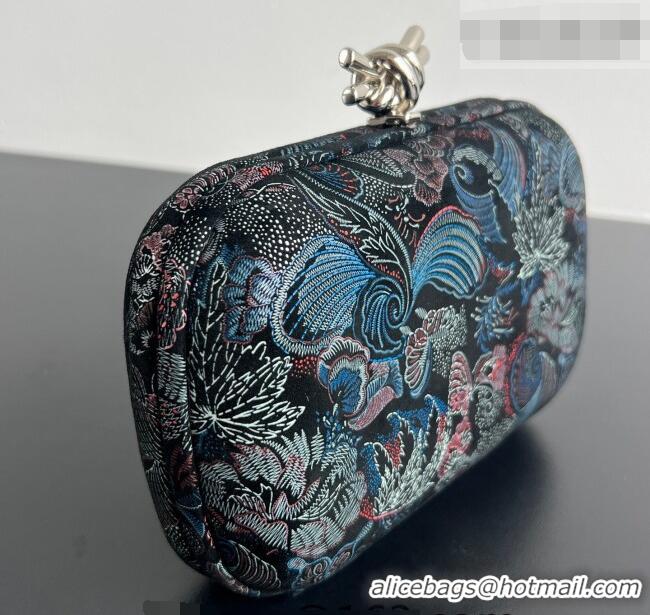 Best Price Bottega Veneta Classic Knot Clutch in Jacquard Velvet BV040162 Blue/Red/Black 2026