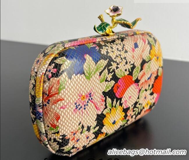 Best Price Bottega Veneta Knot Clutch with Flower Clasp in Leather BV040166 Pink/Orange/Yellow 2026