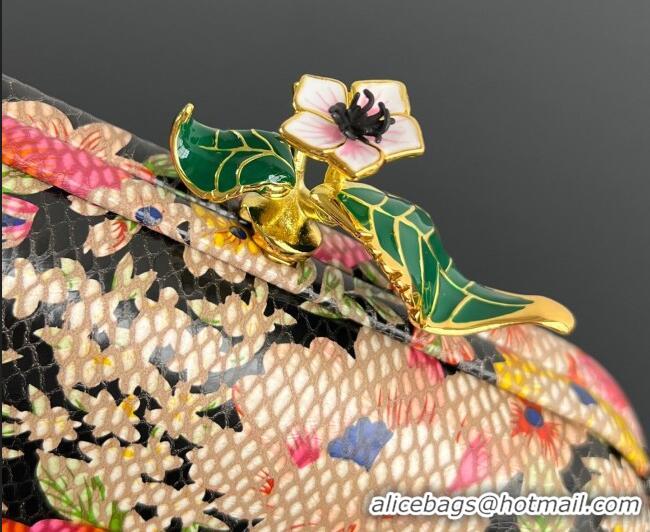 Best Price Bottega Veneta Knot Clutch with Flower Clasp in Leather BV040166 Pink/Orange/Yellow 2026
