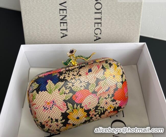 Best Price Bottega Veneta Knot Clutch with Flower Clasp in Leather BV040166 Pink/Orange/Yellow 2026