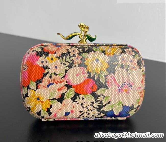 Best Price Bottega Veneta Knot Clutch with Flower Clasp in Leather BV040166 Pink/Orange/Yellow 2026