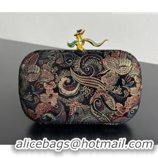 Shop Discount Bottega Veneta Knot Clutch with Flower Clasp in Jacquard Velvet BV040161 Gold/Red/Blue/Black 2026