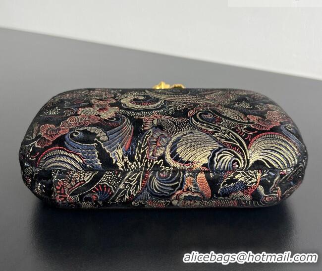 Shop Discount Bottega Veneta Knot Clutch with Flower Clasp in Jacquard Velvet BV040161 Gold/Red/Blue/Black 2026