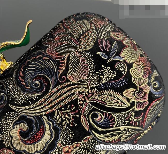 Shop Discount Bottega Veneta Knot Clutch with Flower Clasp in Jacquard Velvet BV040161 Gold/Red/Blue/Black 2026