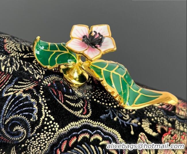 Shop Discount Bottega Veneta Knot Clutch with Flower Clasp in Jacquard Velvet BV040161 Gold/Red/Blue/Black 2026