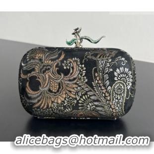 Market Sells Bottega Veneta Knot Clutch with Flower Clasp in Jacquard Velvet BV040165 Gold/Silver/Black 2026