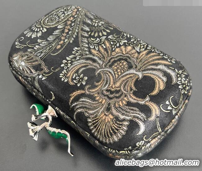 Market Sells Bottega Veneta Knot Clutch with Flower Clasp in Jacquard Velvet BV040165 Gold/Silver/Black 2026