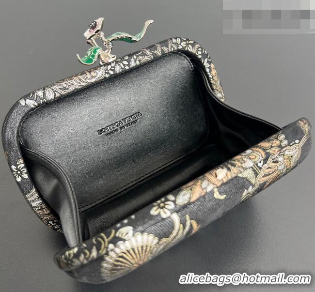 Market Sells Bottega Veneta Knot Clutch with Flower Clasp in Jacquard Velvet BV040165 Gold/Silver/Black 2026