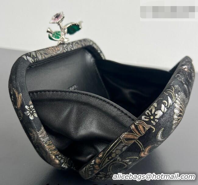 Market Sells Bottega Veneta Knot Clutch with Flower Clasp in Jacquard Velvet BV040165 Gold/Silver/Black 2026