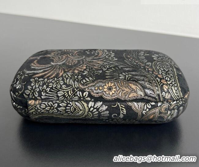 Market Sells Bottega Veneta Knot Clutch with Flower Clasp in Jacquard Velvet BV040165 Gold/Silver/Black 2026