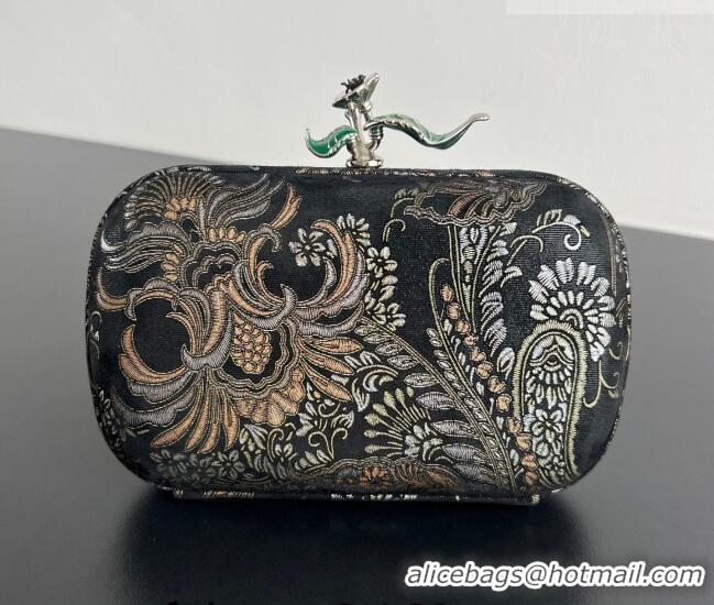 Market Sells Bottega Veneta Knot Clutch with Flower Clasp in Jacquard Velvet BV040165 Gold/Silver/Black 2026