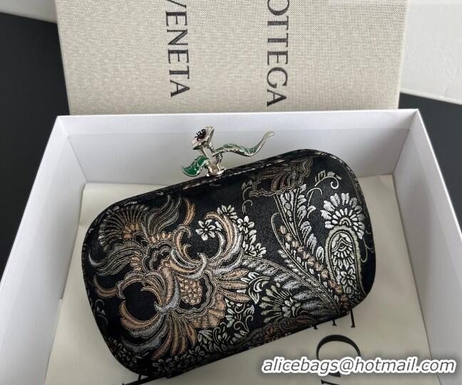 Market Sells Bottega Veneta Knot Clutch with Flower Clasp in Jacquard Velvet BV040165 Gold/Silver/Black 2026