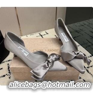 New Design Jimmy Choo Issy Pump 50 with Oversized Bow J091215 Grey Lagoon Satin 2026