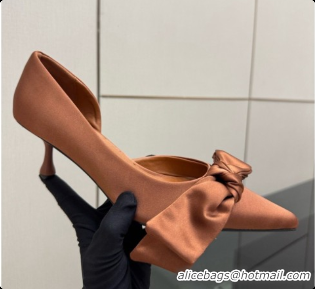 Best Quality Jimmy Choo Issy Pump 50 with Oversized Bow J091216 Brown Lagoon Satin 2026 