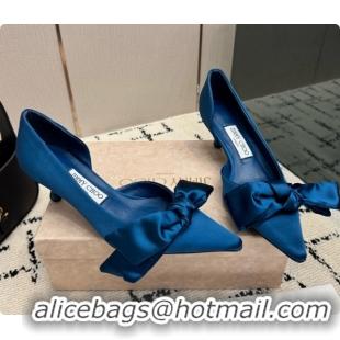Good Quality Jimmy Choo Issy Pump 50 with Oversized Bow J091217 Blue Lagoon Satin 2026