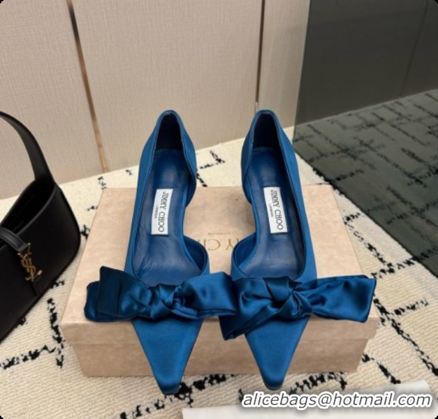 Good Quality Jimmy Choo Issy Pump 50 with Oversized Bow J091217 Blue Lagoon Satin 2026