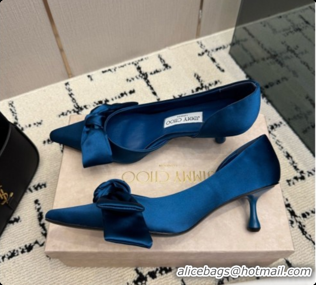Good Quality Jimmy Choo Issy Pump 50 with Oversized Bow J091217 Blue Lagoon Satin 2026