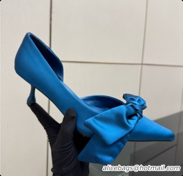 Good Quality Jimmy Choo Issy Pump 50 with Oversized Bow J091217 Blue Lagoon Satin 2026