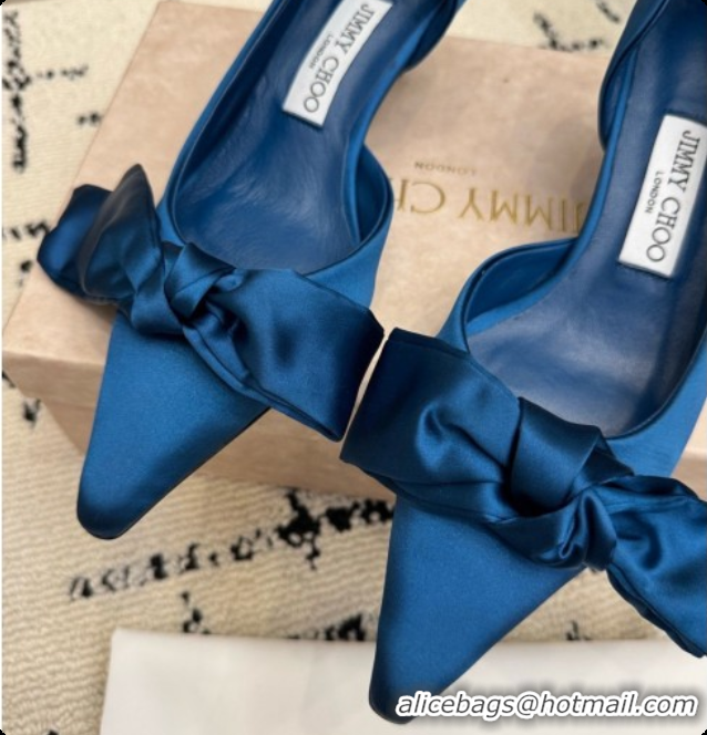 Good Quality Jimmy Choo Issy Pump 50 with Oversized Bow J091217 Blue Lagoon Satin 2026