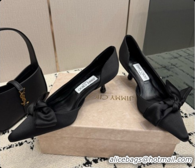 Top Quality Jimmy Choo Issy Pump 50 with Oversized Bow J091219 Black Lagoon Satin 2026