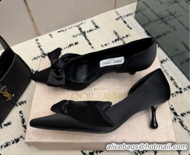 Top Quality Jimmy Choo Issy Pump 50 with Oversized Bow J091219 Black Lagoon Satin 2026