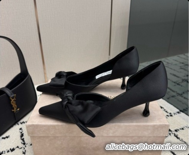 Top Quality Jimmy Choo Issy Pump 50 with Oversized Bow J091219 Black Lagoon Satin 2026