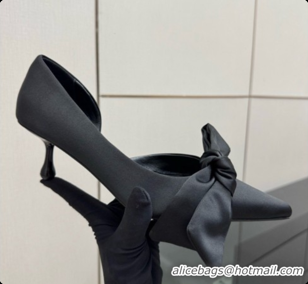 Top Quality Jimmy Choo Issy Pump 50 with Oversized Bow J091219 Black Lagoon Satin 2026