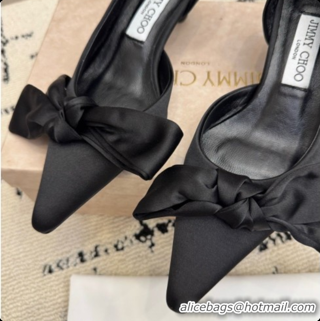 Top Quality Jimmy Choo Issy Pump 50 with Oversized Bow J091219 Black Lagoon Satin 2026