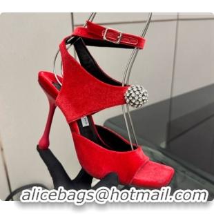 Luxury Classic Jimmy Choo Velvet Sandals with Crystals J091222 Red 2026