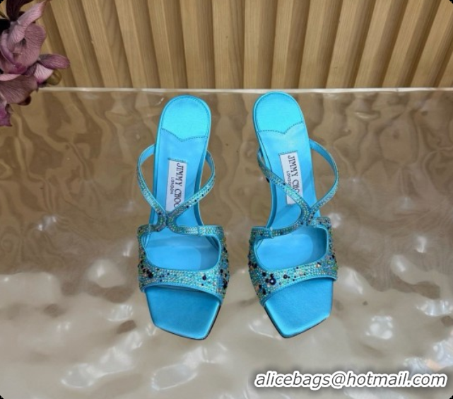 Luxury Classic Jimmy Choo Anise 95 Mule Sandals with Crystals J091227 Blue 2026