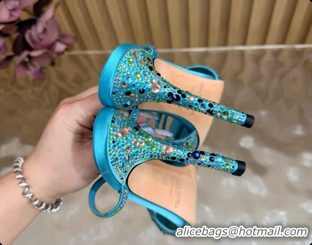 Luxury Classic Jimmy Choo Anise 95 Mule Sandals with Crystals J091227 Blue 2026