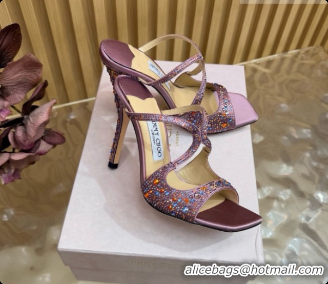 Luxury Jimmy Choo Anise 95 Mule Sandals with Crystals J091228 Purple 2026