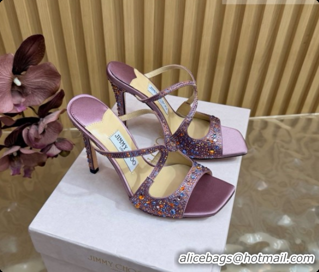 Luxury Jimmy Choo Anise 95 Mule Sandals with Crystals J091228 Purple 2026
