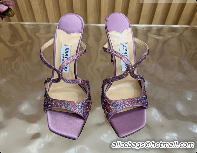 Luxury Jimmy Choo Anise 95 Mule Sandals with Crystals J091228 Purple 2026