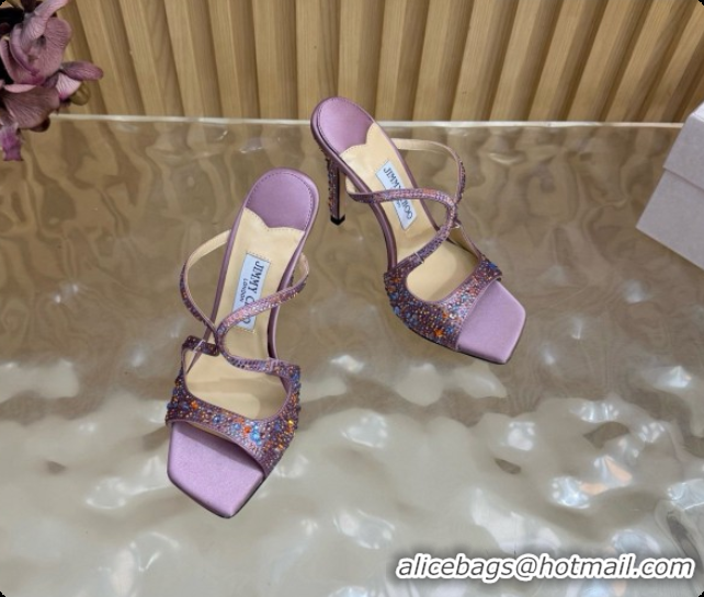 Luxury Jimmy Choo Anise 95 Mule Sandals with Crystals J091228 Purple 2026